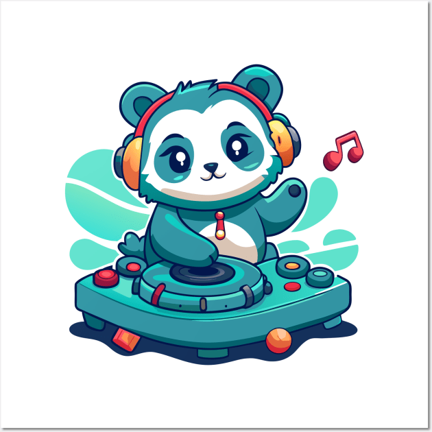 cute panda playing dj music Wall Art by Shapwac12